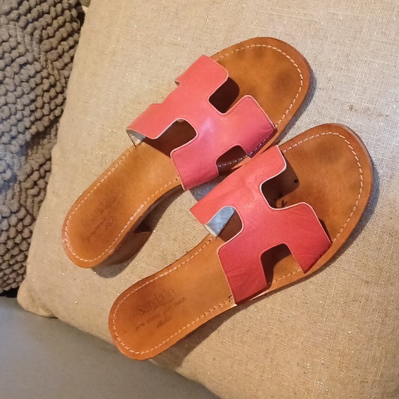 H il Sandalo rasberry pink leather slip on sandals slides 39 Italy - Picture 6 of 8